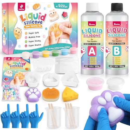 ColoPlay Taba Squishy Kit 18OZ Rubber with Guided Bubble Free and Faster Fully Cures FuFu Squishy Kit with Mold Flocking Powder Stress Relief Entertainment - Image 1