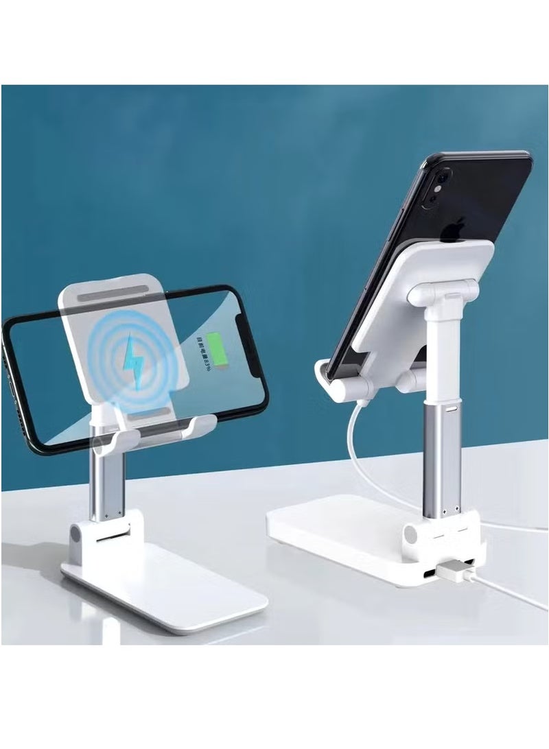 Universal Phone and Tablet Holder Foldable Stand White - Image 4
