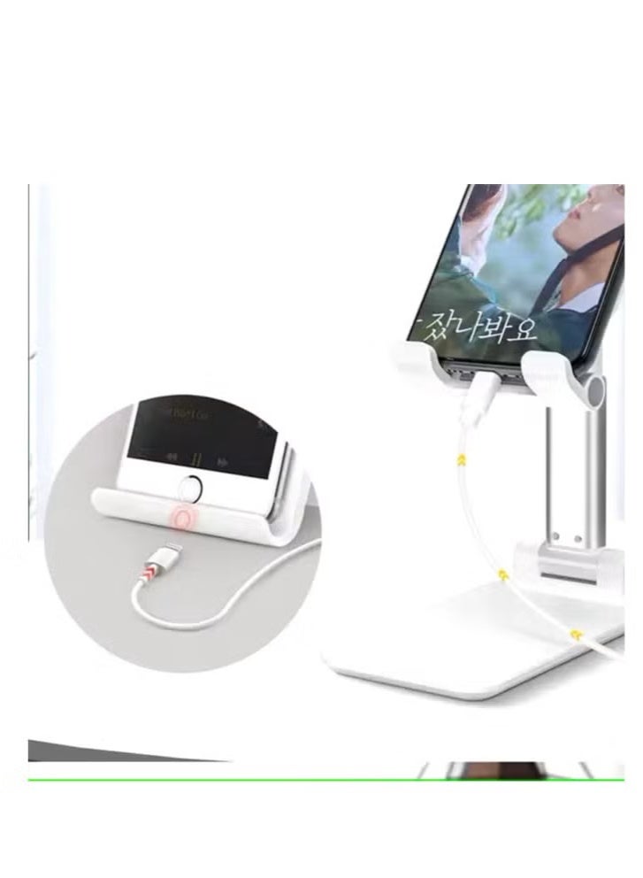 Universal Phone and Tablet Holder Foldable Stand White - Image 2
