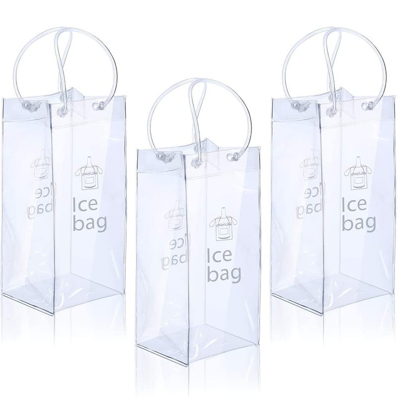 Ice Wine Bag Portable Collapsible Clear Wine Pouch Cooler with Handle for PartyOutdoorChampagneCold BeerWhite WineChilled BeveragesIced Drinks 3 Pack 3