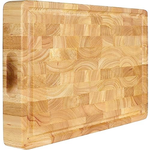 FANICHI End Grain Cutting Board, Extra Large & Thick, End Grain Built-In Compartment and Juice Canal, Heavy Duty Chopping Board, Thick Carving Board for Bread Fruits Meat (20x15 Inches) - Image 1