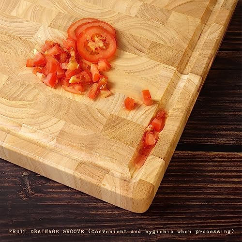 FANICHI End Grain Cutting Board, Extra Large & Thick, End Grain Built-In Compartment and Juice Canal, Heavy Duty Chopping Board, Thick Carving Board for Bread Fruits Meat (20x15 Inches) - Image 3