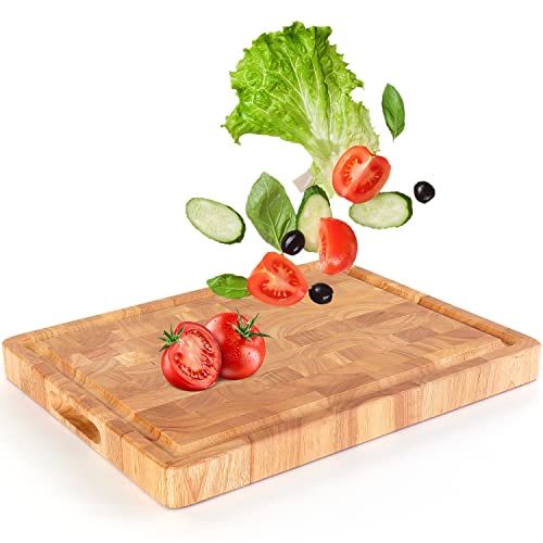 FANICHI End Grain Cutting Board, Extra Large & Thick, End Grain Built-In Compartment and Juice Canal, Heavy Duty Chopping Board, Thick Carving Board for Bread Fruits Meat (20x15 Inches) - Image 2