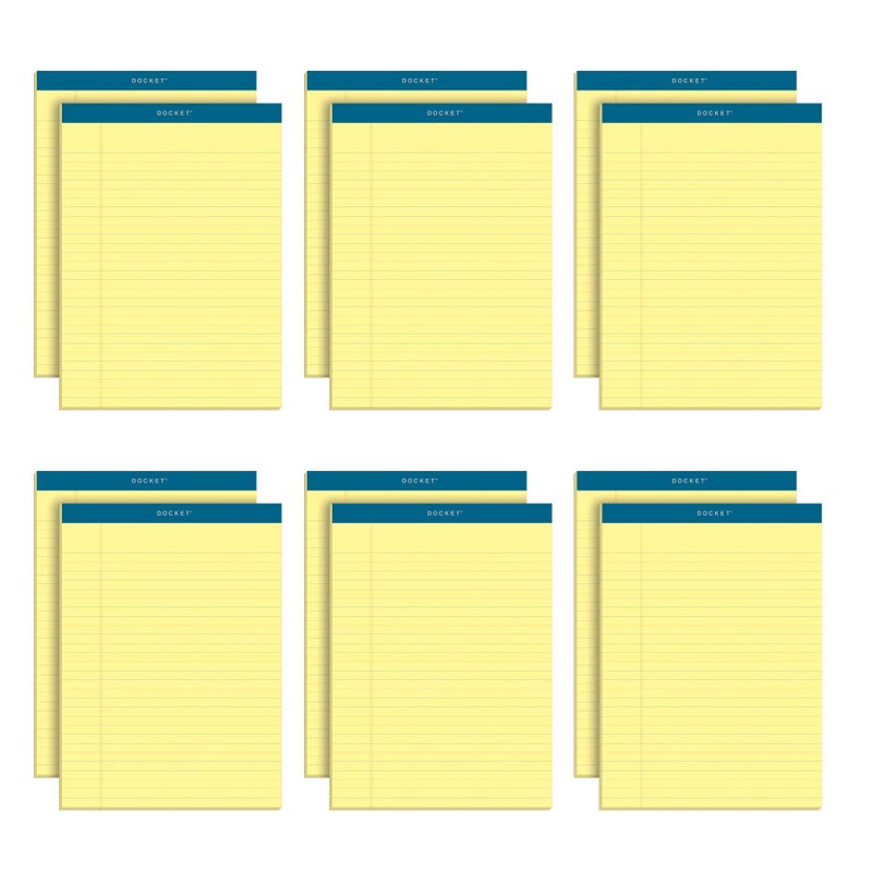 TOPS Docket Writing Pads, 8-1/2" x 11-3/4", Legal Rule, Canary Paper, 50 Sheets, 12 Pack (63400) - Image 1