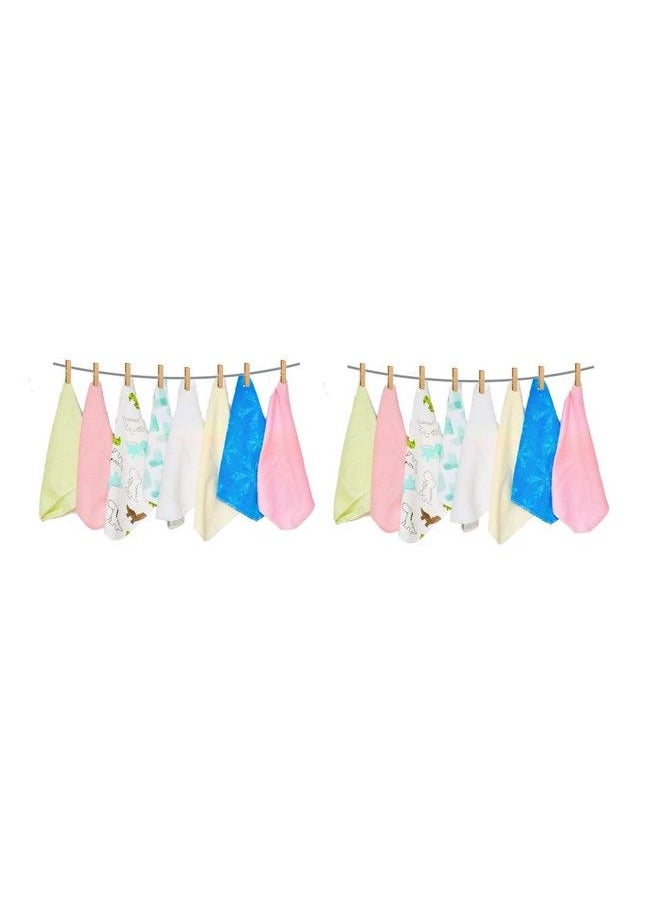 The Little Lookers 100% Hosiery Cotton Reusable Extra Soft Face Towels Washcloth For New Born Babies Print May Vary (Multicolor Pack Of 16)  - Image 1