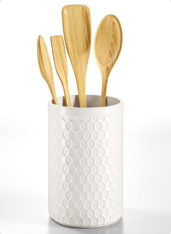 HB Design Co. Ceramic Utensil Holder for Kitchen Counter with Anti-Slip Base - 5.5" Round x 6.5" Tall Kitchen Utensil Holder for Countertop - Holds up to 15 Pieces - Cooking Utensils Container - Vase for Utensils - Image 1