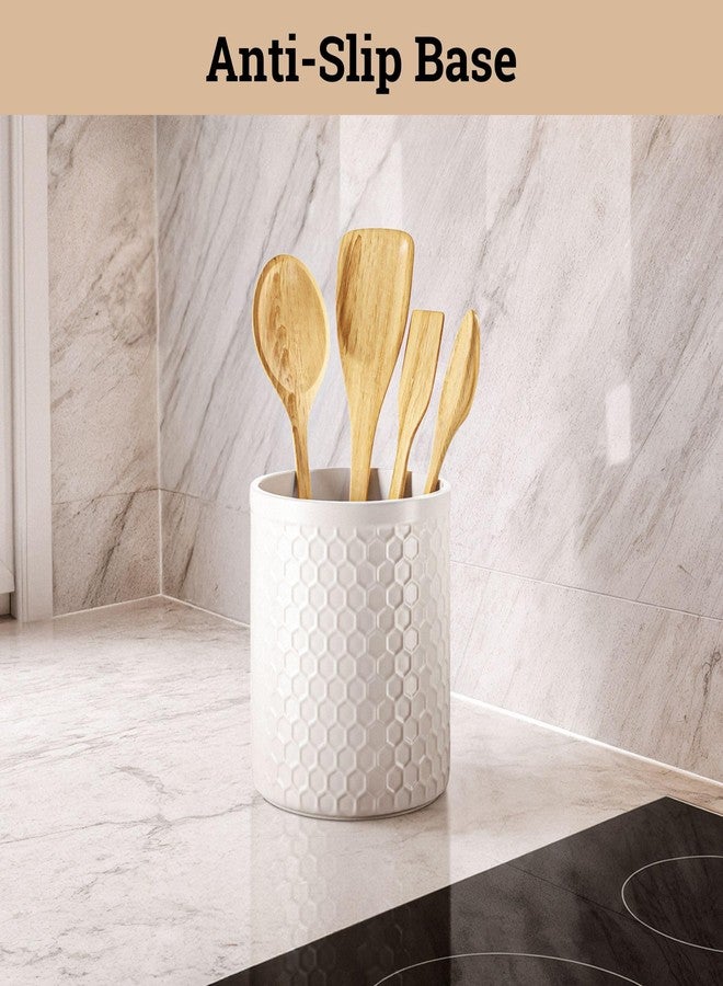 HB Design Co. Ceramic Utensil Holder for Kitchen Counter with Anti-Slip Base - 5.5" Round x 6.5" Tall Kitchen Utensil Holder for Countertop - Holds up to 15 Pieces - Cooking Utensils Container - Vase for Utensils - Image 4