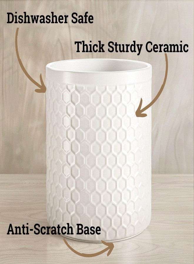 HB Design Co. Ceramic Utensil Holder for Kitchen Counter with Anti-Slip Base - 5.5" Round x 6.5" Tall Kitchen Utensil Holder for Countertop - Holds up to 15 Pieces - Cooking Utensils Container - Vase for Utensils - Image 2