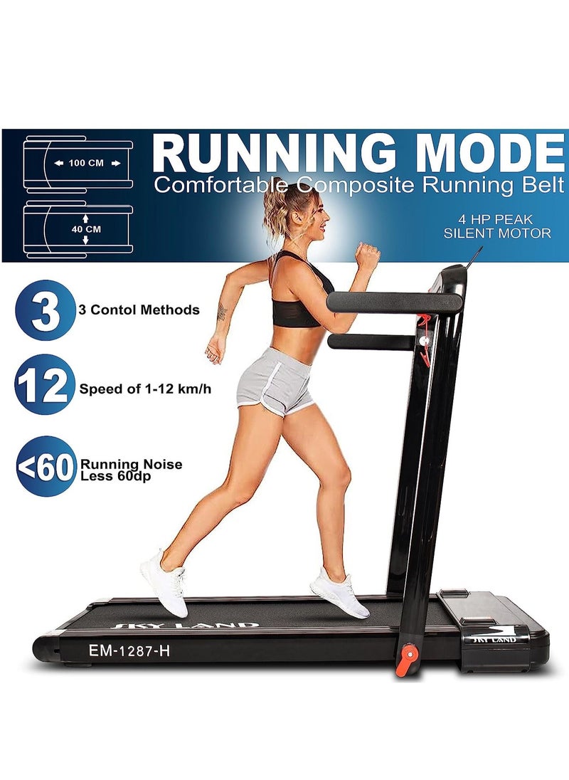Sky Land 2-in-1 Treadmill & Walking Pad | Foldable Running Machine with 4HP Motor, FS App & 12 Programs, Compact Under-Desk Treadmill for Home & Office – EM-1287-H | جهاز السير المتحرك  - Image 3