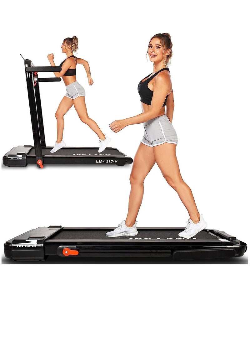 2-in-1 Treadmill & Walking Pad | Foldable Running Machine with 4HP Motor, FS App & 12 Programs, Compact Under-Desk Treadmill for Home & Office – EM-1287-H image 6