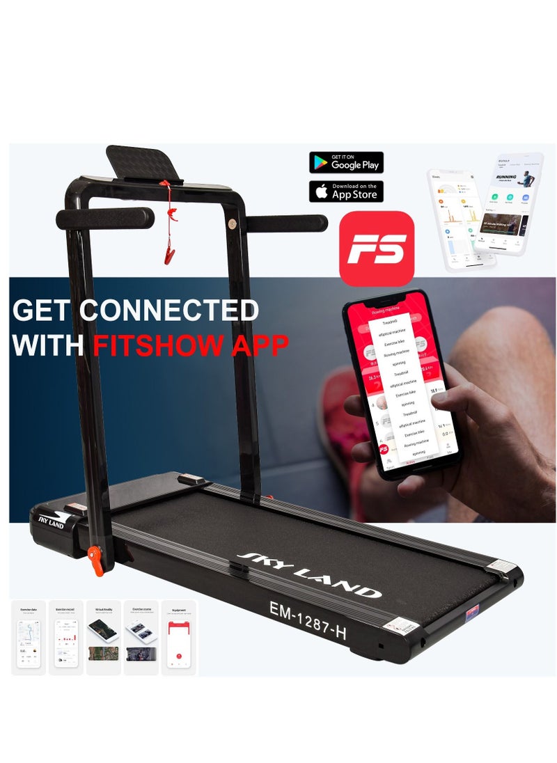 Sky Land 2-in-1 Treadmill & Walking Pad | Foldable Running Machine with 4HP Motor, FS App & 12 Programs, Compact Under-Desk Treadmill for Home & Office – EM-1287-H | جهاز السير المتحرك  - Image 2