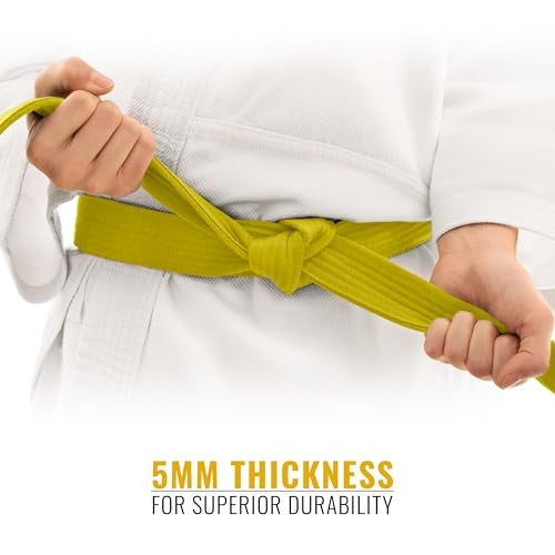 DXM SPORTS BJJ Jiu Jitsu Belt - Taekwondo Karate Belt - Martial Arts Uniform Ranking Judo Belt Double Stitched for Kids Adult (Yellow, 260cm) - Image 3