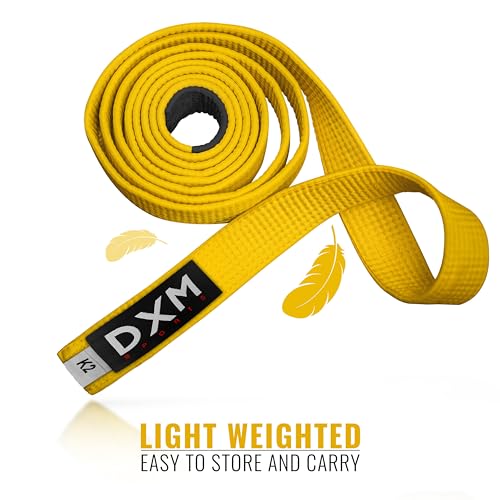 DXM SPORTS BJJ Jiu Jitsu Belt - Taekwondo Karate Belt - Martial Arts Uniform Ranking Judo Belt Double Stitched for Kids Adult (Yellow, 260cm) - Image 4