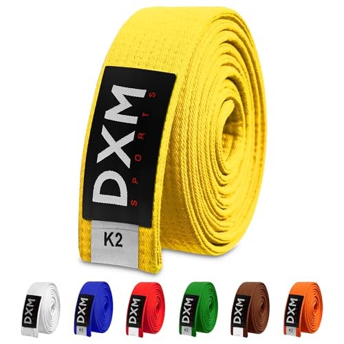 DXM SPORTS BJJ Jiu Jitsu Belt - Taekwondo Karate Belt - Martial Arts Uniform Ranking Judo Belt Double Stitched for Kids Adult (Yellow, 260cm) - Image 1