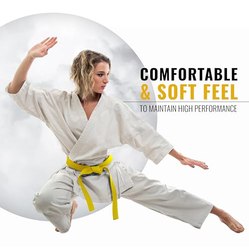 DXM SPORTS BJJ Jiu Jitsu Belt - Taekwondo Karate Belt - Martial Arts Uniform Ranking Judo Belt Double Stitched for Kids Adult (Yellow, 260cm) - Image 5
