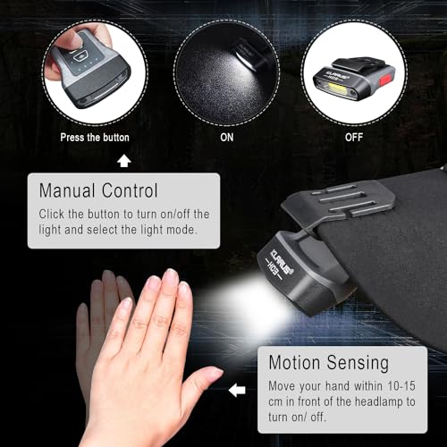 klarus HC3 Rechargeable Motion Sensor Cap Visor Light - 100 Lumens COB LED Clip on Hat Light - Headlamp Flashlight with Red Light for Fishing Running Camping Reading - Image 4