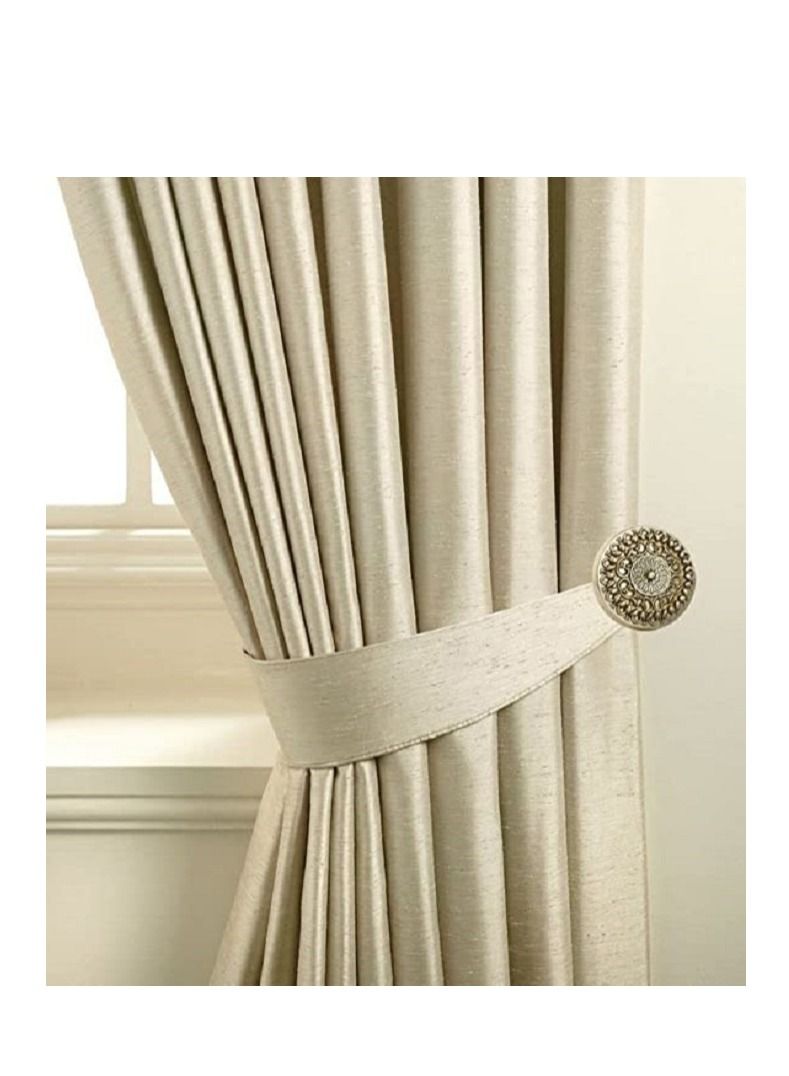 IDT 1 Pair Curtain Holdbacks Window Tie Backs Holders For Bedroom Wall Office Decor Home Sheer Blackout Drapes Blind Curtains Decorations Accessories Buckle Hooks Dark Golden Colour - Image 1