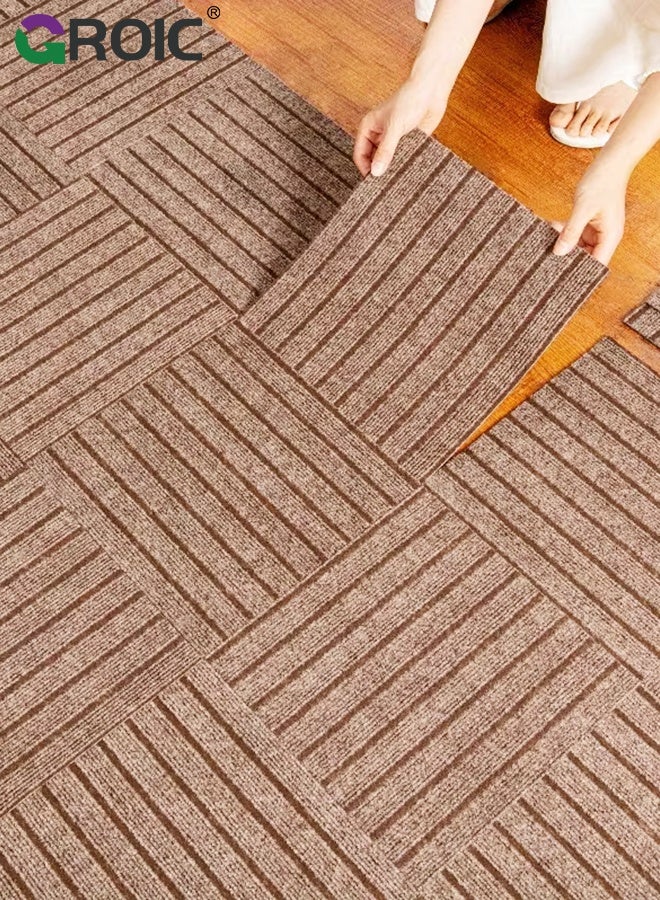 GROIC 12pcs Self-Adhesive Carpet, 30×30CM, Tiles Anti-Slip Reusable Carpet, Durable Polyester Squares Peel and Stick Carpet Floor Tile, Easy Install DIY for Bedroom Living Room Kitchen Indoor Outdoor - Image 1