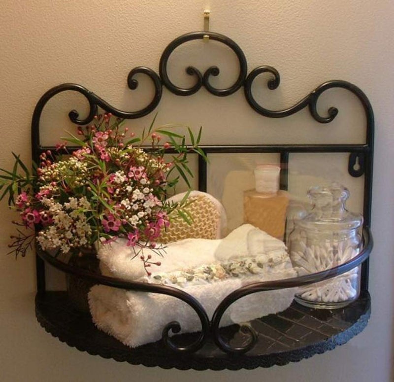 Namzi 1 Tier Bathroom Iron Black Wall Mounted Shelf Iron Rustic Wall Shelf Organize - Image 2