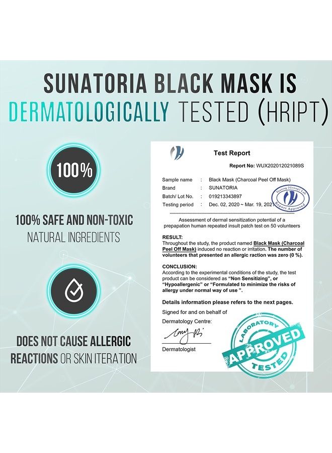 SUNATORIA Activated Charcoal Peel Off Mask for Blackhead Removal All Skin Types - Deep Cleansing Black Face Mask with Brush - Image 4