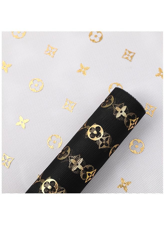 ZCM-HAPPY 1 Roll Gift and Bouquet Wrapping Paper Four Leaf Clover Printed Gauze  50x450cm