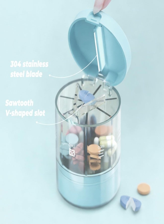 IVICOO 7 Day Weekly Travel Pill Box, 2-in-1 Travel Medicine Organizer and Pill Cutter for Home and Travel (Blue,1 Pack - Image 5