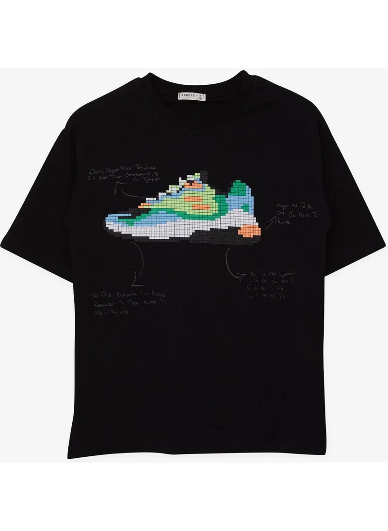 Breeze Boy's T-Shirt Colorful Shoes Printed Age 9-16, Black
