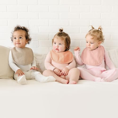 Konssy 6-Pack Muslin Baby Bibs for Boys & Girls, Soft Cotton Absorbent Bandana Drool Bibs for Drooling & Teething - Image 2