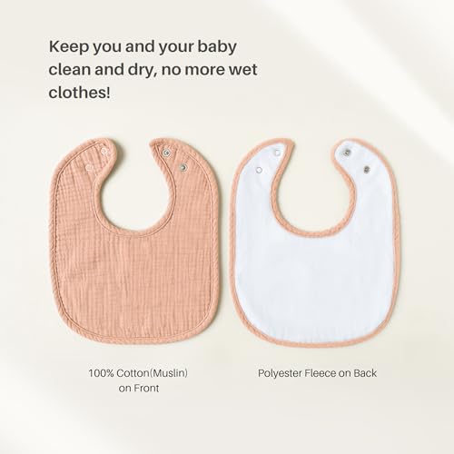 Konssy 6-Pack Muslin Baby Bibs for Boys & Girls, Soft Cotton Absorbent Bandana Drool Bibs for Drooling & Teething - Image 3