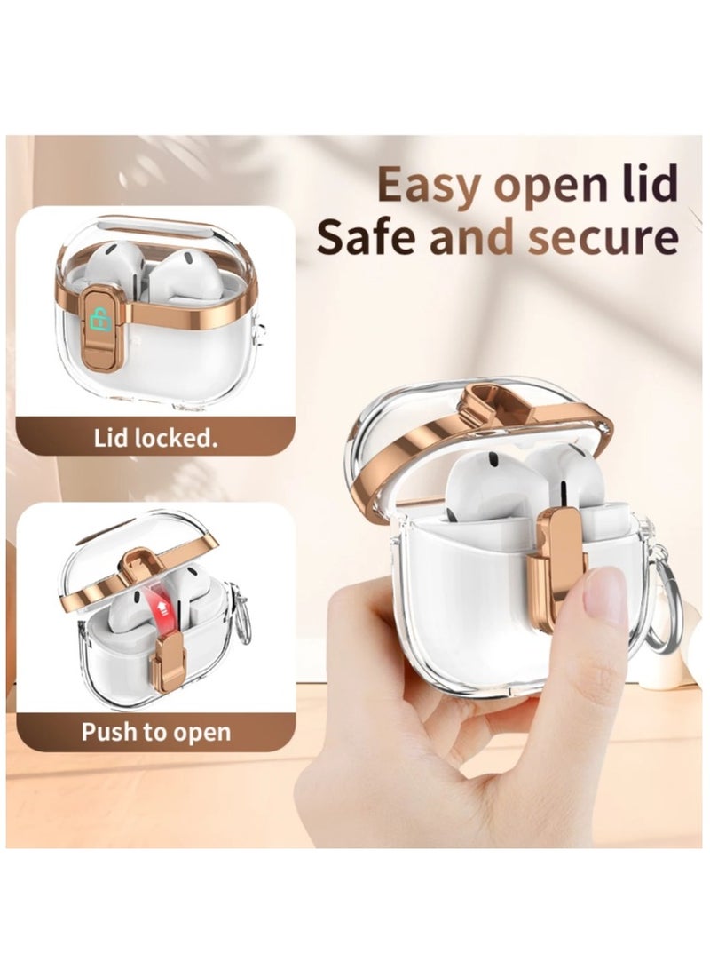 Armor Shockproof Case For Samsung Galaxy Buds 3 / Buds 3 Pro Accessories Cover Keychain Switch Secure Lock Protect Cove（Gold） - Image 5