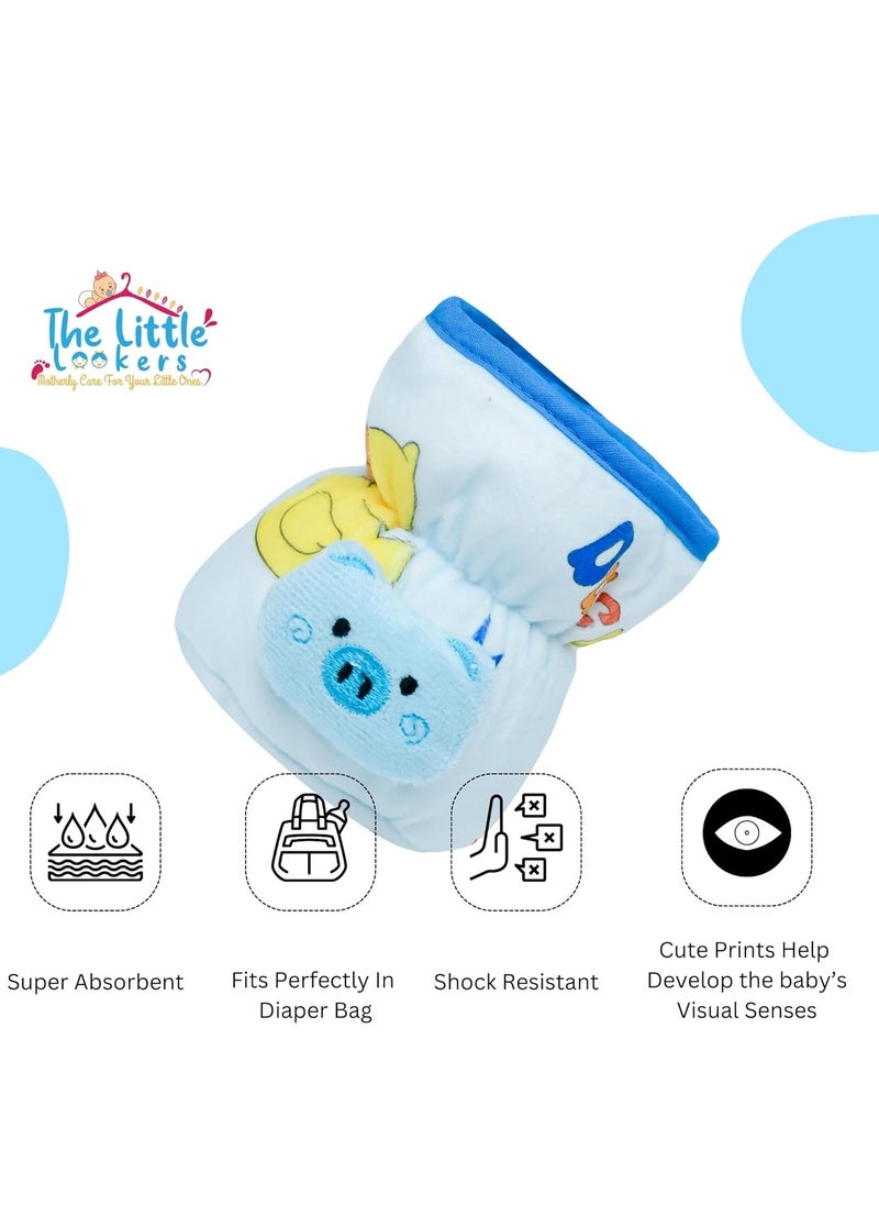 The Little Lookers THE LITTLE LOOKERS Soft Plush Stretchable Baby Feeding Bottle Cover with Easy to Hold Strap | Cute Animated Overall Print Pack of 2 (Pink & Blue, Wide Neck 125ml/4oz) Cartoon Print May Very  - Image 4