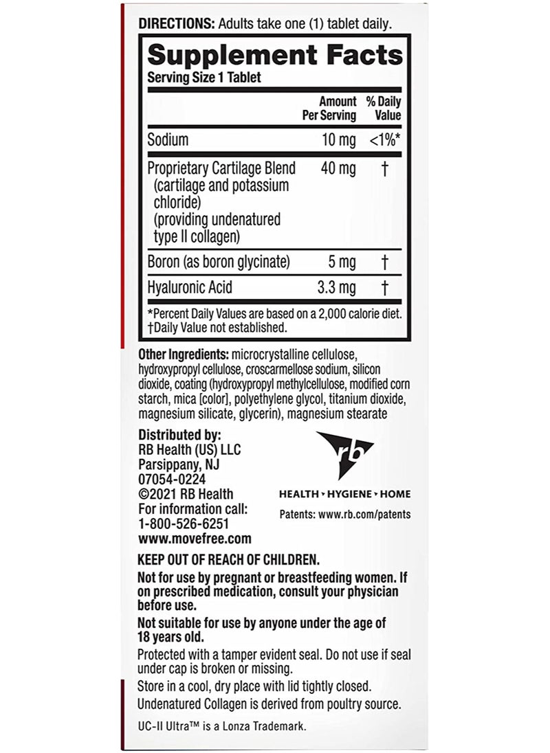 Move Free - Ultra Triple Action Joint Support Supplement with Type II Collagen Boron and Hyaluronic Acid 64 tablets - Image 1