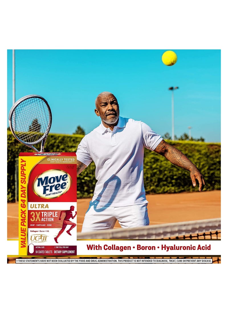 Move Free - Ultra Triple Action Joint Support Supplement with Type II Collagen Boron and Hyaluronic Acid 64 tablets - Image 1