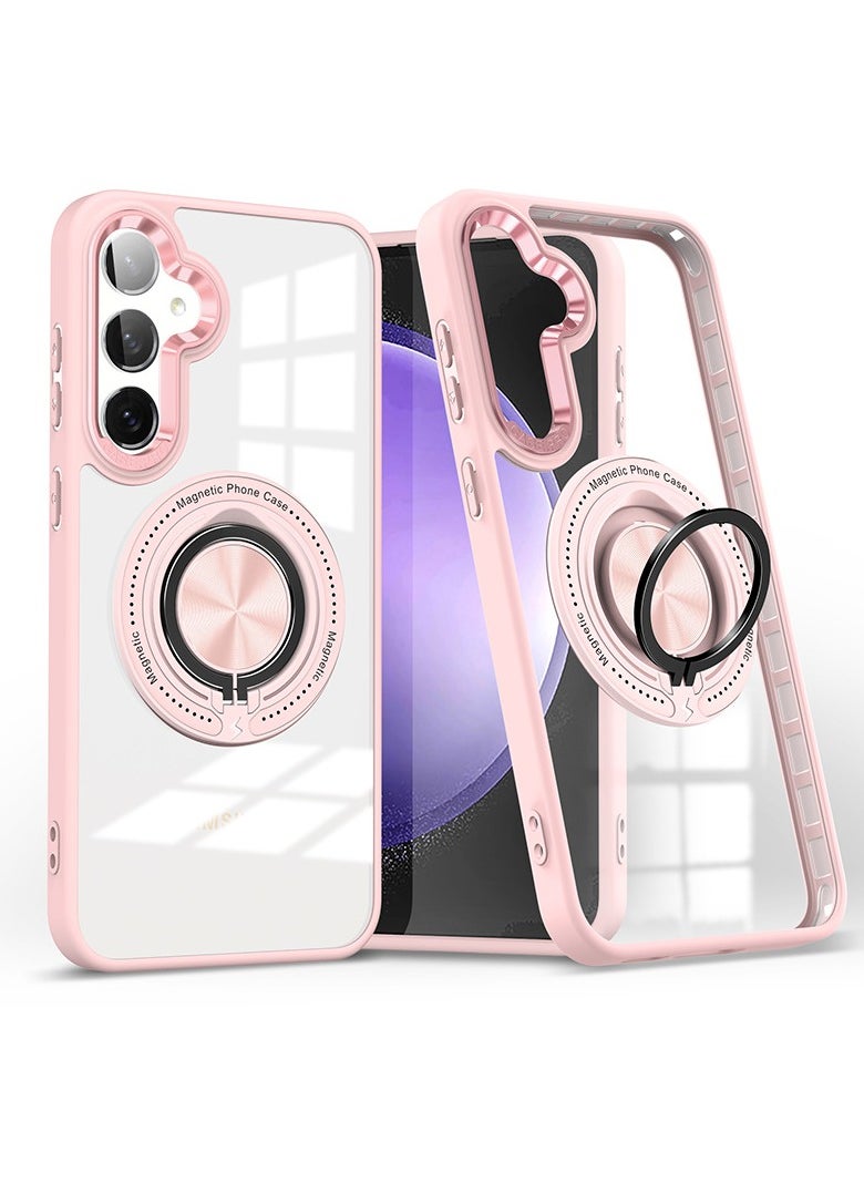 General Compatible with Samsung Galaxy A55 5G Silicone Case Magnetic Ring Clear Aesthetic Compatible Magsafe Phone Case Samsung A55 5G Case with Stand 
