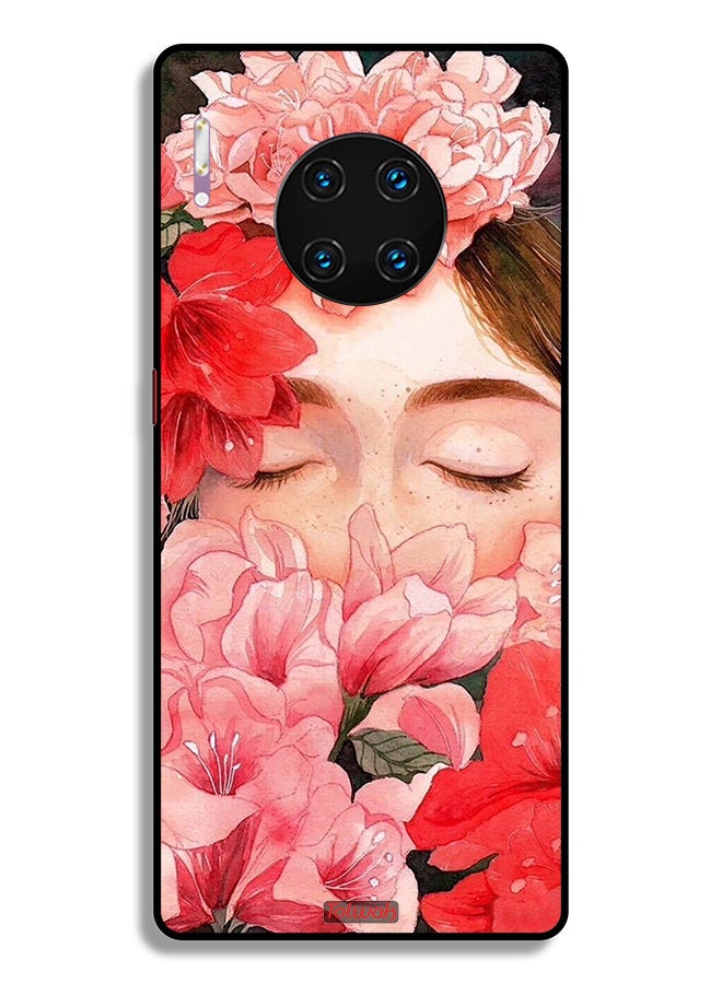 Tolwak Huawei Mate 30 Pro 5G Protective Case Cover Girl Face Hide In Flowers Art - Image 2