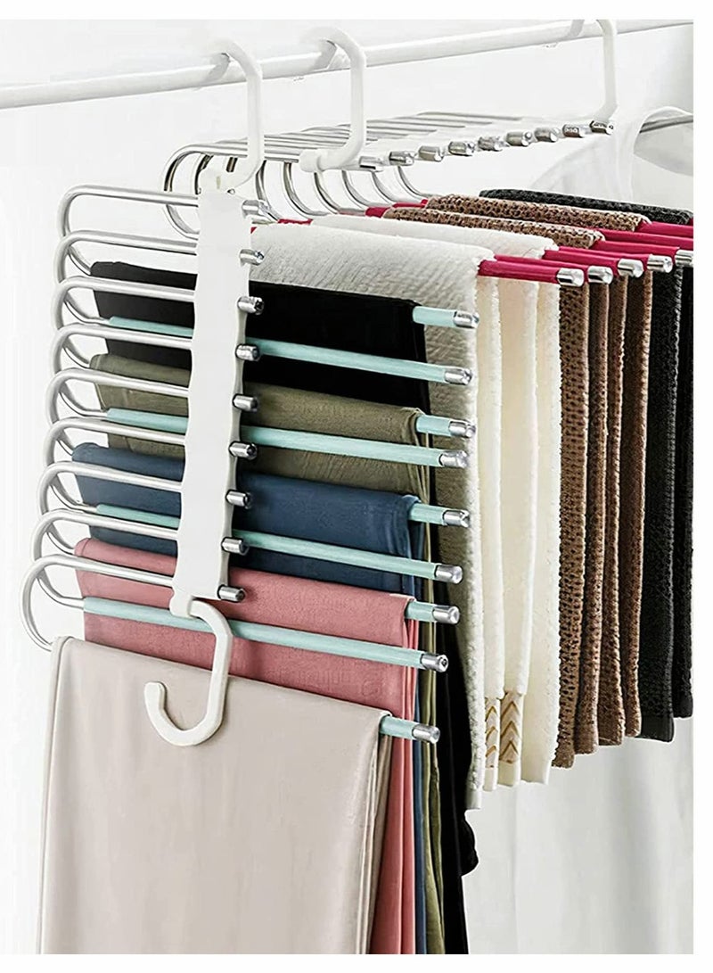 SYOSI Pants Hangers Space Saving 2 Pack Versatile Clothes Hanger Rack for Closet Organizer, Scarf Towels Jeans - Image 1