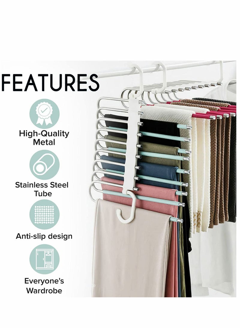 SYOSI Pants Hangers Space Saving 2 Pack Versatile Clothes Hanger Rack for Closet Organizer, Scarf Towels Jeans - Image 2