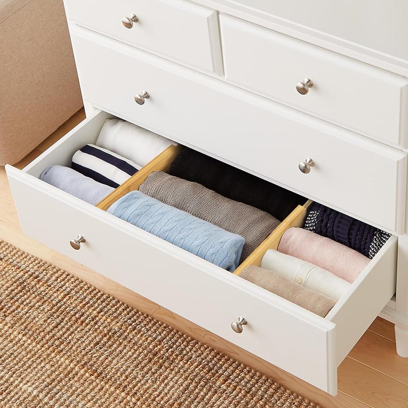 VaeFae 6 Pack Bamboo Drawer Dividers Adjustable Expandable Organizer for Kitchen Office Bedroom Dressers Bathroom - Image 5