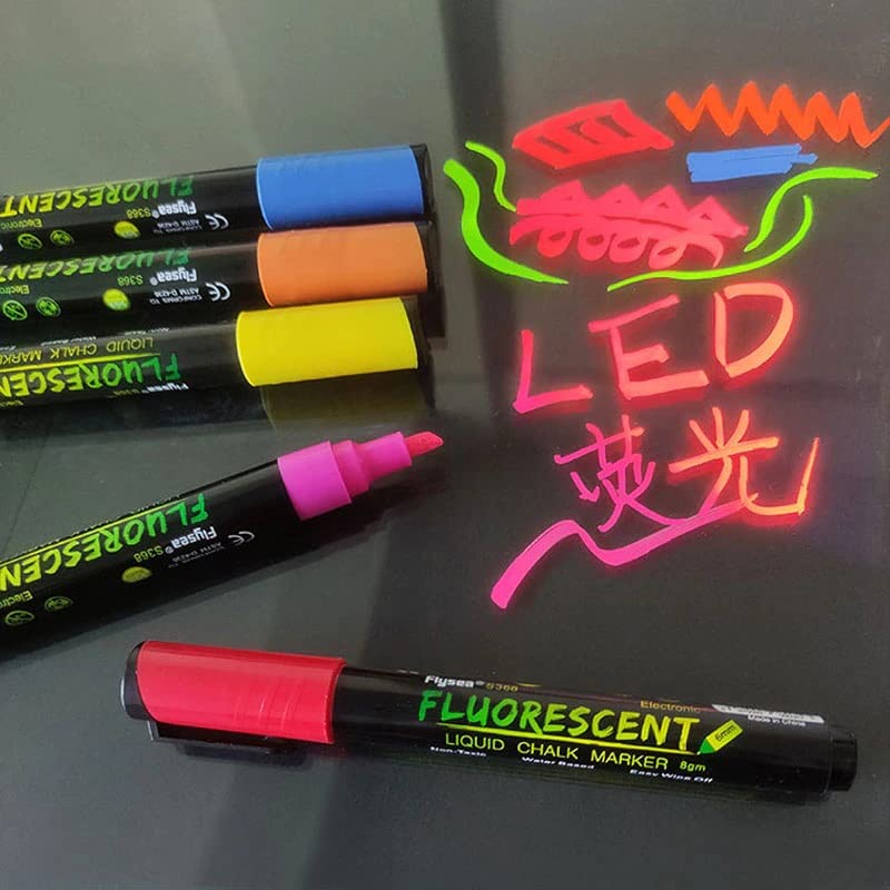 deziine deziine�.Fx 8 Pack Neon UV Fluorescent Acrylic Paint Pens, Double Pack of Both Extra Fine and Medium Tip Paint Markers, for Rock Painting, Mug, Ceramic, Glass, and More, Water Based Non-Toxic  - Image 4