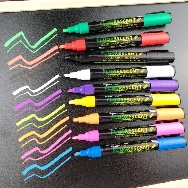 deziine deziine�.Fx 8 Pack Neon UV Fluorescent Acrylic Paint Pens, Double Pack of Both Extra Fine and Medium Tip Paint Markers, for Rock Painting, Mug, Ceramic, Glass, and More, Water Based Non-Toxic  - Image 1