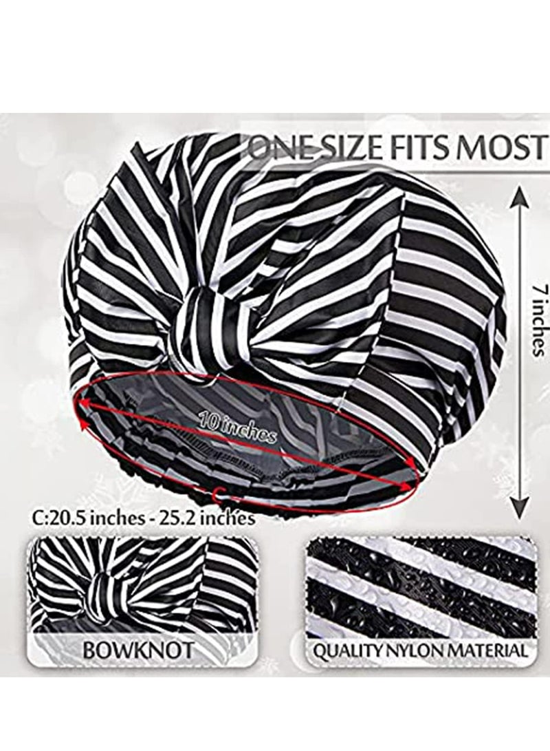 Oasisgalore 3PCS Waterproof Shower Caps for Women，Elastic Hem Turban Shower Bath Caps Bowknot Silky Satin Bath Hair Caps for Long, Short and Curly Hair (3 styles)  - Image 2