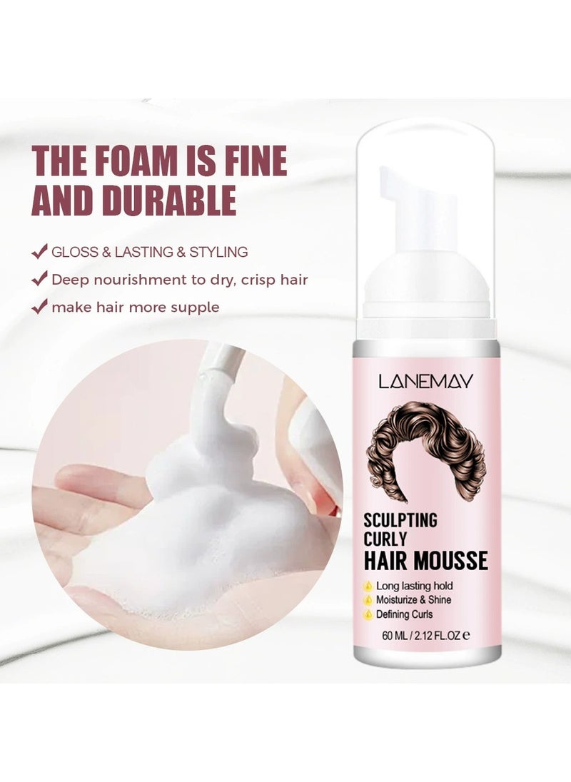 Curl Defining Mousse Hair Styling Foam Moisturizing Anti Frizz Elastic Curl Enhancer