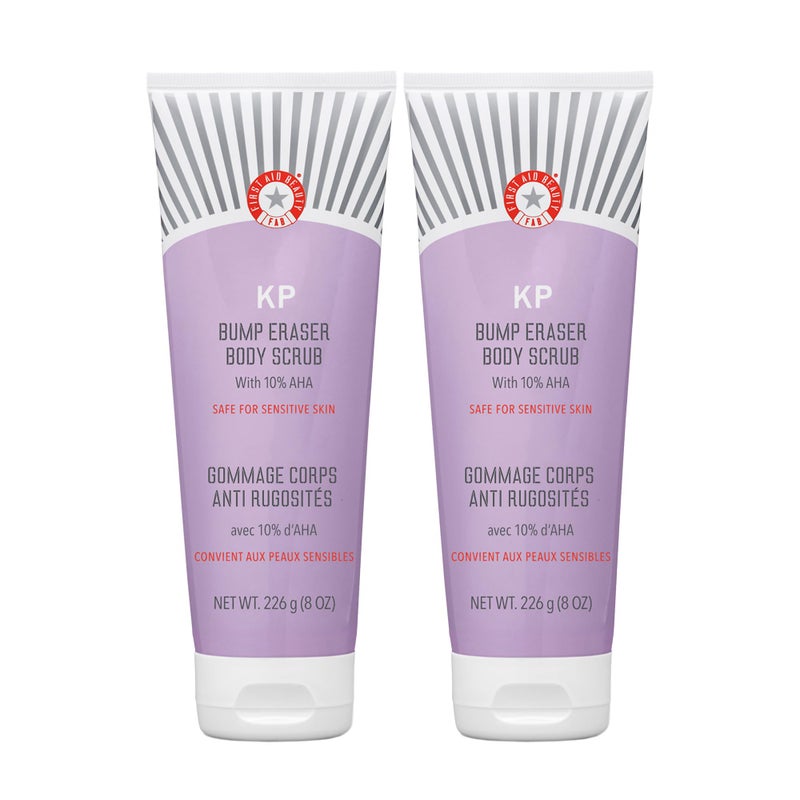 First Aid Beauty - KP Bump Eraser Body Scrub with 10% AHA, Keratosis Pilaris Skin Exfoliater with Glycolic and Lactic acids, Helps Reduce Chicken Skin Bumps, Safe for Sensitive Skin, 8 oz, 2ct - Image 1