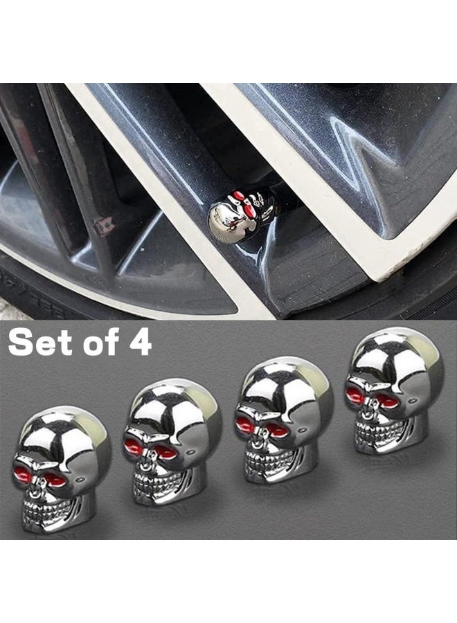 Generic 4 Piece Tire Valve Covers, Skull Style Universal Stem Cover, Rust Resistant Copper Core, Corrosion Resistant  - Image 1