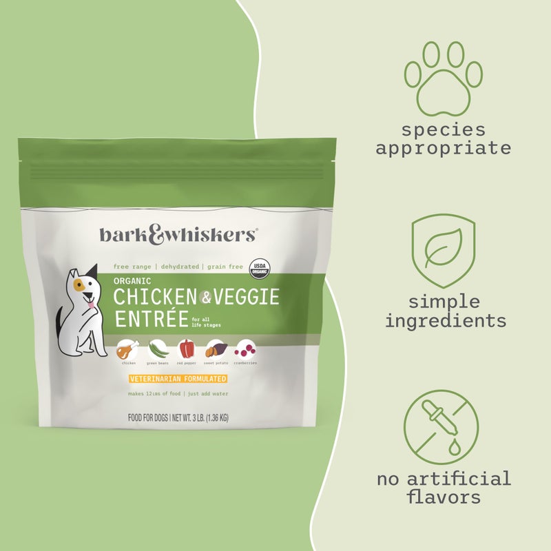 Dr. Mercola Bark & Whiskers Dehydrated Dog Food - Human-Grade Ingredients - Complete & Balanced Dog Nutrition - Grain-Free Meal Mix - Makes 12 lbs of Food - 3 lbs - Chicken & Veggie Entree - Image 3