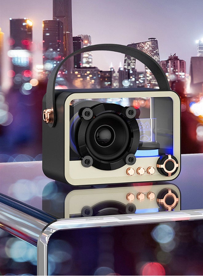 نيوترل مكبر صوت Bluetooth QD05 Creative Sleep يتميز بإضاءة RGB بسيطة وتصميم مدمج وسهل الحمل. استمتع بالموسيقى واستقبل المكالمات واستمع إلى راديو FM. مثالي لحفلات أعياد الميلاد وتناول الطعام خارج المنزل وفترات الاسترخاء والتأمل والمناسبات المماثلة. (أسود) - Image 4