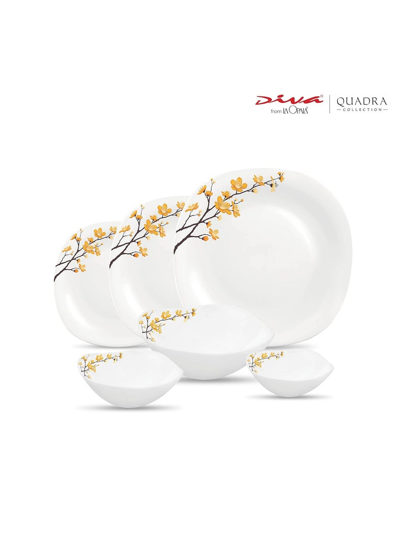 La Opala - La Opala Diva, Quadra Collection, Opal Glass Dinner Set 29 pcs, Summertide, White - Image 1