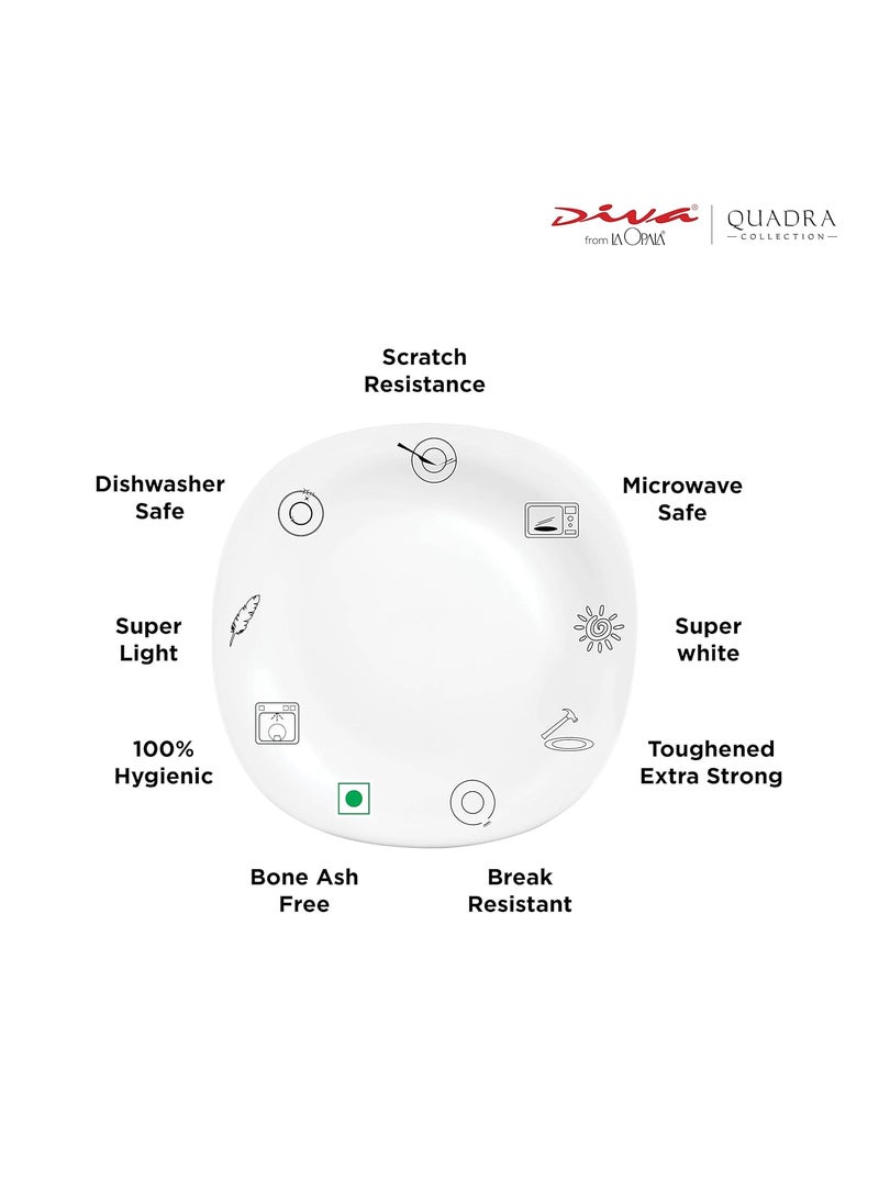 La Opala - La Opala Diva, Quadra Collection, Opal Glass Dinner Set 29 pcs, Summertide, White - Image 1