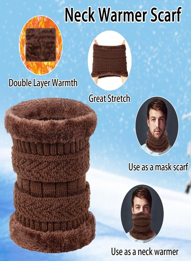 suoundey 6Pcs Adult Winter Knit Hat Scarf Touchscreen Gloves Set Beanie Cap Neck Gaiter Scarf 3-in-1 Warm Set for Women Outdoor Activity (Black & Brown) - Image 4
