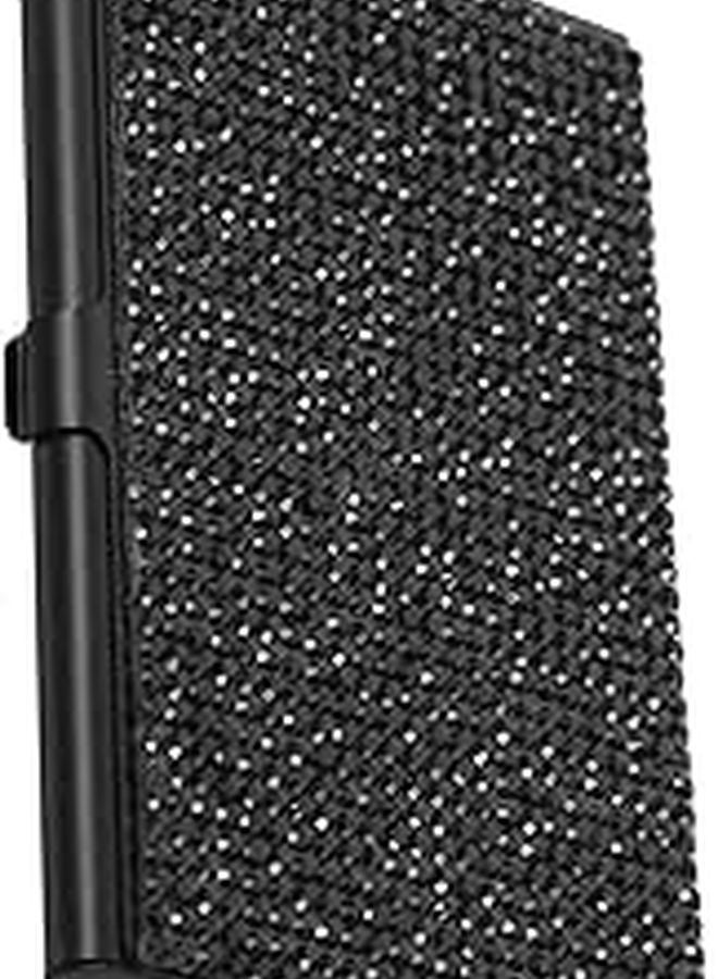 Black Metal Business Card Holder with Rhinestones Portable Office Desk Organizer Case - Image 1